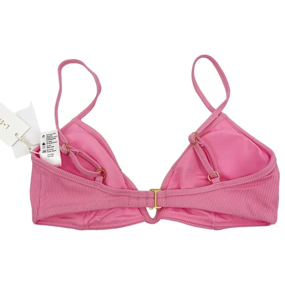 L*Space Helena Underwire Bikini Top Guava Pink Size Medium NEW With Tags!